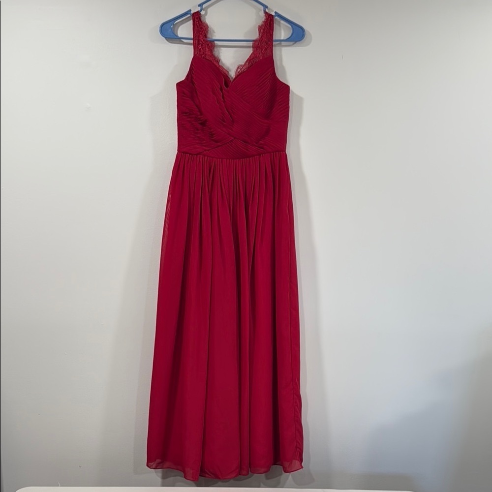 Red Ruched Maxi Dress Size 2 EUC